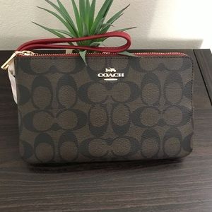 Coach Double Zip Wallet In Blocked Sig Canvas